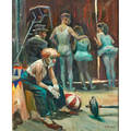 Lajos markos hungarianamerican 19171993 oil on canvas of performers backstage framed signed 30 x 24