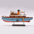 Model tug boat on stand mid 20th c painted wood unmarked as shown 9 x 18 x 5 12