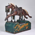 Coinoperated amusement ride the champion childs ride 20th c fiberglass leather metal studs painted wood steel unmarked 55 x 72 x 23 12