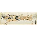 Pair of silk stevensgraph of polo players start and finish both framed each 2 x 6 14 sight