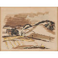 John fulton folinsbee american 18921972 watercolor ink pencil on paper untitled bucks county landscape c 1950s 3 12 x 4 12 sheet