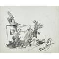 Stefan a hirsch american 18991964 two graphite on paper drawings house in a landscape 1919 signed and dated small dog circa 1925 initialed and dedicated both framed larger 8 x 10
