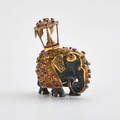 Indian gold and gemstonemounted ebony elephant earlymid 20th c unmarked 4 x 3 12 x 2 12
