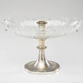 Christofle art deco centerpiece with silverplated base and cut crystal bowl paris earlymid 20th c silverplate marked 9 12 x 15 12 x 9 12