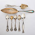 Shiebler sterling silver group of approximately twenty earlymid 20th c demitasse spoon 17 dessert spoon 2 and crumber 1 all marked longest 8 14 134 ot