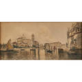 A m de reyna manescau spanish 18591937 watercolor on paper of a venice scene framed signed 14 x 6 58 sheet
