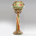 Weller baldin apple jardiniere and pedestal zanesville oh 191520 pedestal stamped weller overall 38 x 14