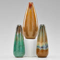 Fulper three tapered bud vases flemington nj 191020s unmarked tallest 6 12 x 2 34