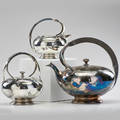 Art deco silverplated tea set teapot creamer and sugar canada 1930s meriden britannia co mark to all teapot 8 x 8 12