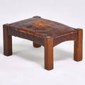 Gustav stickley attr footstool eastwood ny ca 1908 quartersawn oak leather unmarked 9 12 x 18 34 x 12 34