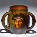 Adeliza sehon rookwood standard glaze threehandled vase with portrait of chief wets it assiniboine cincinnati oh ca 1900 flame mark656cartist cipher 6 x 6