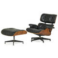 charles eames 1907  1978 ray eames 1912  1988 herman miller lounge chair and ottoman no 670 and 671 zeeland mi 1970s rosewood leather enameled aluminum enameled steel rubber ch