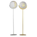 piero fornasetti 1913  1988 antonangeli pair of floor lamps italy 1990s gilt and silvered wood and metal frosted and reversepainted glass single sockets unmarked 74 x 14 12 dia