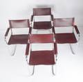 Four 4 Milo Baughman Chrome  Leather Chairs