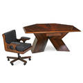 don shoemaker diamond desk and armchair mexico 1960s rosewood wood leather hecho en mexico label desk 30 12 x 69 x 50 chair 34 x 24 x 28 