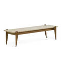 gio ponti 1891  1979 singer  sons coffee table no 2137 italy 1950s walnut travertine unmarked 15 12 x 60 x 18 literature singer  sons showroom catalogue unpaginated