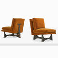 paul evans 1931  1987 paul evans studio rare pair of lounge chairs new hope pa ca 1965 welded patinated and polychromed steel mohair unmarked 32 x 24 x 34 provenance rago march