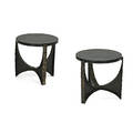 paul evans 1931  1987 paul evans studio pair of side tables new hope pa 1970s welded patinated and polychromed steel slate unmarked 15 12 x 16 dia 