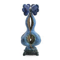 Kate blacklock glazed ceramic sculpture flowering blue form baton rouge la 1995 signed and dated 21 x 8 x 7 12