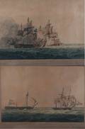 Pair of Aquatint British Battleship Scenes