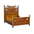 Rj horner fullsize fauxbamboo bed ca 1880 birds eye maple maple 67 12 x 60 12 x 84 interior 78 x 56 12