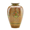 Zsolnay large vase with floral medallions pecs hungary ca 1920 five churches mark made in hungary stamped zsolnay pecs 39391 10 12 x 6