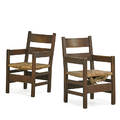 Gustav stickley rare pair of early thornden side chairs eastwood ny ca 1901 unmarked 37 x 21 x 21 12