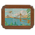 Taylor rare tiletop table with sixtile panel of the golden gate bridge and a seaplane california ca 1938 unmarked table 17 x 24 tile panel 12 14 x 18 12