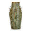 Fulper tall vase leopard skin crystalline glaze flemington nj 191016 vertical rectangular stamp 12 12 x 6 provenance collection of robert a ellison new york