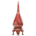 Fulper unique bottleshaped vase in famille rose glaze on stand flemington nj 191622 vertical raised mark to both pieces on stand 18 12 x 6 provenance collection of robert a ellison