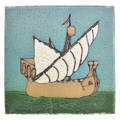 Grueby rare and large ship tile boston ma ca 1915 stamped grueby boston 2 x 12 sq note the only tiles like this we have ever seen provenance smith and jones auctions sudbury ma 2002