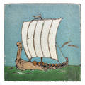 Grueby rare and large ship tile boston ma ca 1915 stamped grueby boston 2 x 12 sq note the only tiles like this we have ever seen provenance smith and jones auctions sudbury ma 2002