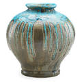 Pewabic fine vase with persian blue drip over lustre glaze detroit mi circular stamp 11 x 10 12