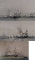 Three 3 Ship Lithographs by Day  Sons