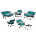 Russel woodard woodard furniture company pair of settees three lounge chairs and ottoman sculptura series owosso mi 1950s enameled steel vinyl unmarked settees 28quot x 53quot x 30q