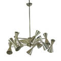 American large tenarm chandelier 1940s spun aluminum 26 sockets unmarked to canopy 59quot x 55quot dia