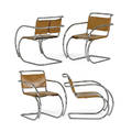 Ludwig mies van der rohe 1886  1969 knoll international set of four armchairs new york 1970s chromed steel saddle leather unmarked 33 x 22 x 33
