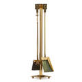 French set of four fireplace tools on stand 1970s brass unmarked on stand 29 x 6 sq
