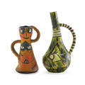 Eugenio pattarino 1885  1971 two glazed and incised ceramic vases florence italy 1950s both signed taller 12 12 x 7