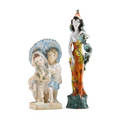 Susi singer 1891  1955 two glazed ceramic sculptures female figure and two children holding a rabbit austria 192537 smaller signed ss taller marked susi singer and stamped made in austria