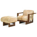 Vladimir kagan b 1927 vladimir kagan couture cubist lounge chair and ottoman new york 2000s walnut hide metal label chair 30 x 31 x 35 ottoman 19 x 24 x 25