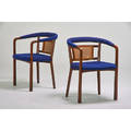 Edward wormley dunbar pair of armchairs berne in 1960s walnut cane upholstery unmarked 31 x 24 x 23