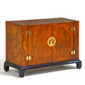 Hekman twodoor cabinet usa 1960s burled wood stained wood brass branded 28 12 x 40 x 18