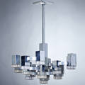 Gaetano sciolari lightolier cubic seventeenlight chandelier italy 1970s chromed steel and lucite foil label 32 x 26 12 x 26 12