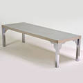 Contemporary stainless and chromed steel dining table 1990s unmarked 30 12 x 108 x 38