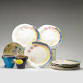 Contemporary ceramics eleven pieces including two d cups by susan beiner decorated bowl by ana stoysich and eight colored plates by matilda tompson usa 19752004 porcelain and glazed earthen