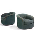 Style of milo baughman pair of swivel lounge chairs usa 1980s upholstery enameled metal unmarked 27 x 33 x 32