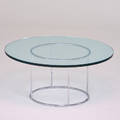 Style of milo baughman occasional table usa 1970s chromed steel glass 16 x 35 12 dia