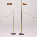 Koch  lowy pair of adjustable reading lamps usa 1970s patinated brass enameled metal unmarked 53 x 15 x 8 12