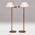 Nessen studio pair of adjustable floor lamps bronx new york 197080s brassplated steel paper shades paper labels and raised signatures as shown 49 x 13 x 18